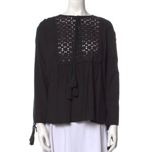 Apiece Apart Popover Top with Eyelet and Tassel Accents